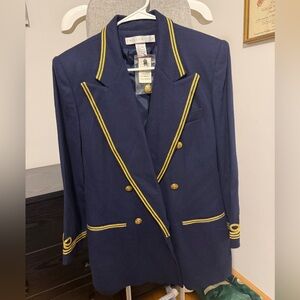 The Limited Navy Blazer with Yellow Trim